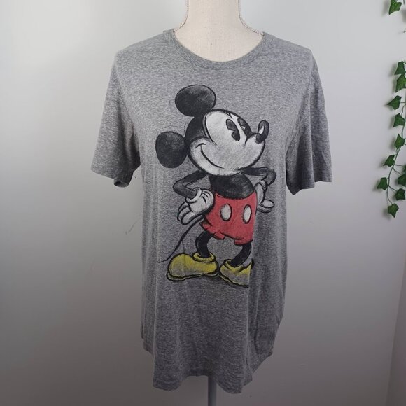 Disney Mickey Mouse Smiling Graphic T-Shirt Medium (38/40) Gray Short Sleeve Tee - Picture 9 of 9